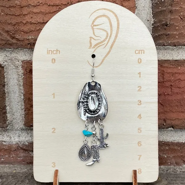 Cowboy Hat Earrings with Western Charms - Image 2