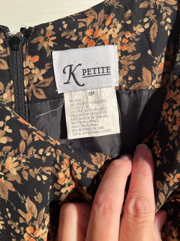 Black brown floral dress size 8p - Image 3