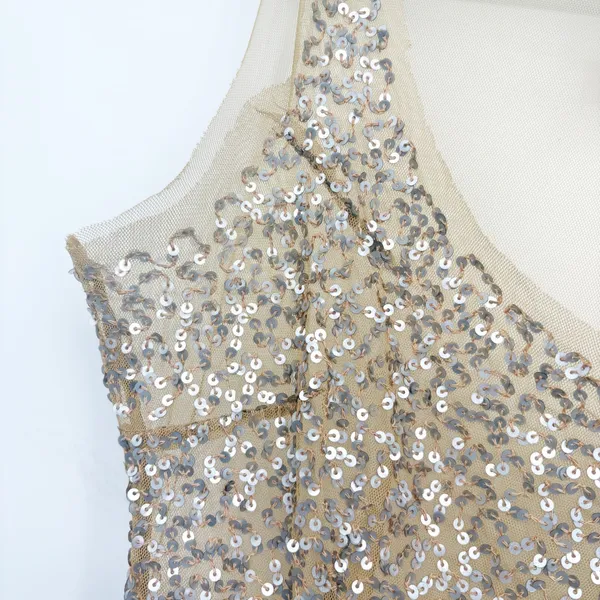 Wet Seal Womens Gold Sequin Mesh Y2K Glam Fairycore Going Out Tank Top Size M - Image 3