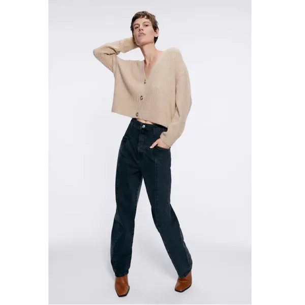 Nwt Zara Premium Quinn Pleated Straight Jeans Sz-10 - Image 3