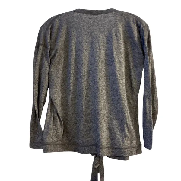 J Crew Grey Heathered Wrap Cardigan Tie Front Sweater Top S‎ Linen Blend - Image 4