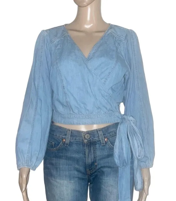 Free People Sophie denim wrap top - Image 6