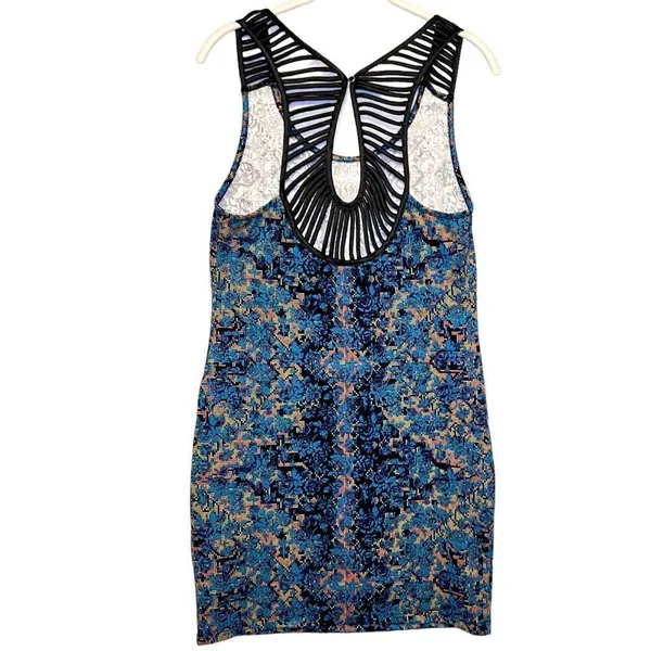 Free People Digital Damsel Floral Pixels Bodycon Strappy Dress in Neon Glow Sz M - Image 9