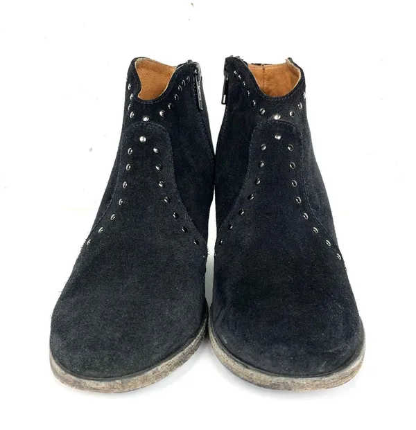 Frye Womens Nora Stud Side Zip Ankle Booties Black Suede Chunky Heel Size 7 - Image 3