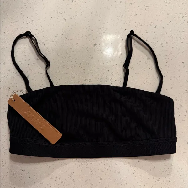 Skims ribbed scoop bralette NWT soot black XXS - Image 2