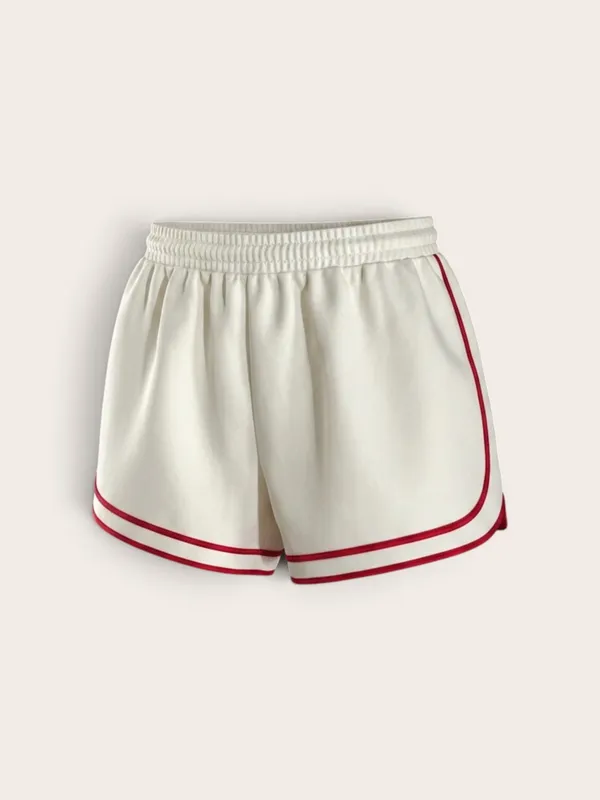 Varsity knit shorts Size small cream and red by papermoon - Image 3
