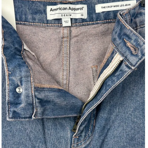 American Apparel Women Crop Wide Leg Jeans 30 Pink Tint Wash Y2K 90s‎ - Image 12