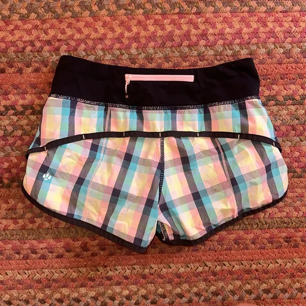 Vtg Lululemon Plaid Speed Shorts Wee Weezy Check - Image 3