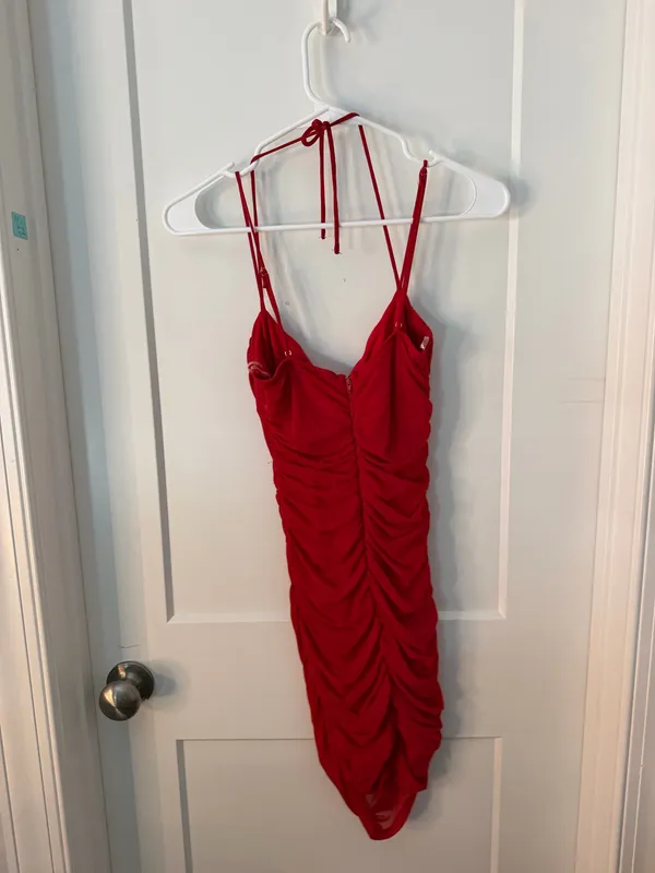 Windsor Red Homecoming Ruched Cowl Neck Dress XS - Image 2