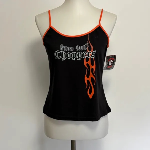Orange County Choppers Cami Medium Black Orange Flame Graphic OCC NEW Y2K - Image 2