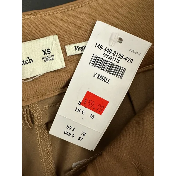 Abercrombie‎ & Fitch Vegan Leather Shorts Womens XS Camel Tan High Waist HE25 - Image 7