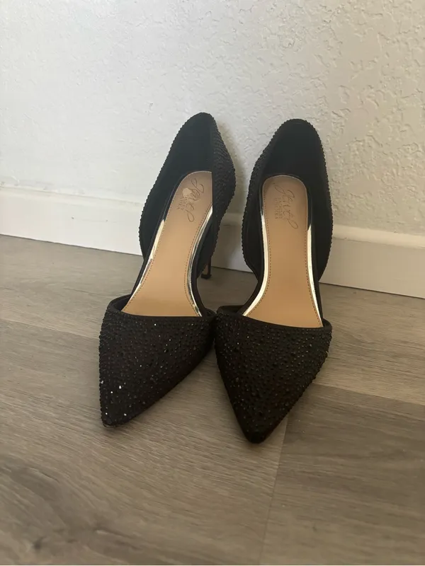 Jewel Badgley Mischka Black Crystal Pumps - Image 2