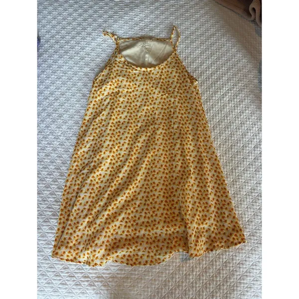 Women's yellow floral print shift mini dress - Image 2