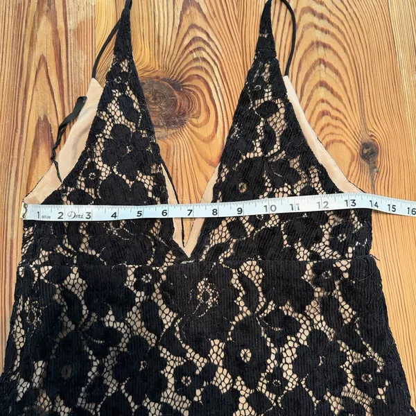 Free People Sz‎ 2 Dangerous Love Mini Dress Black Lace WhimsiGoth Dark Fairycore - Image 12