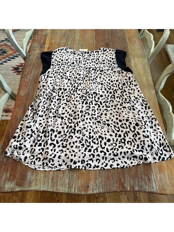 Savanna Jane Mini Dress 2X Beige Black Leopard Floral Multicolor Embroidery Boho - Image 15