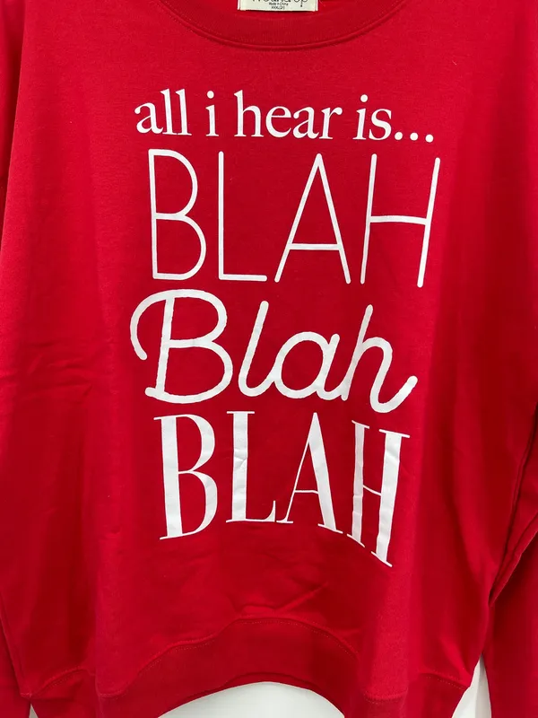 Wound Up All I Hear is Blah Blah Blah Red Pullover Sweatshirt Sweater NEW XXL - Image 2