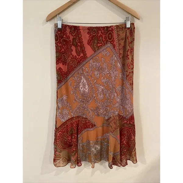 Vintage Zero Zero Womens Skirt Large Red Paisley Fairy Prairie Cottagecore Boho - Image 3