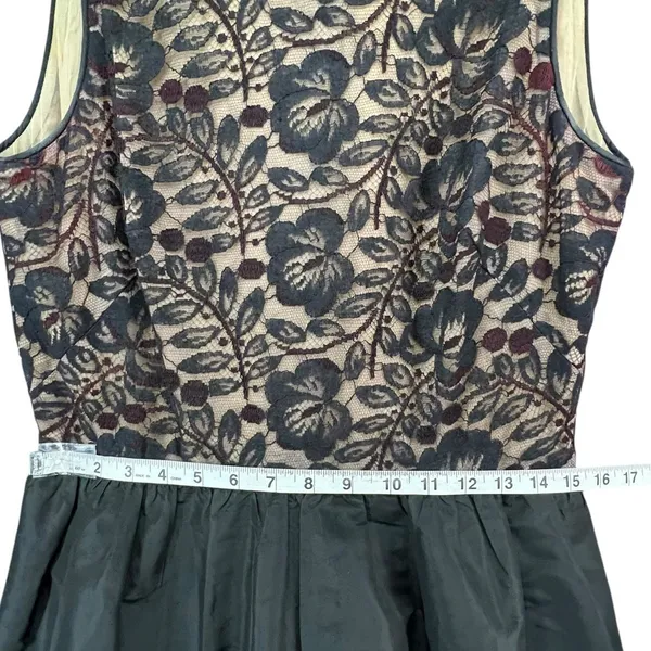 Vintage Lillie Rubin Evening Gown XS-S Black Lace Taffeta‎ Romantic Victorian - Image 15