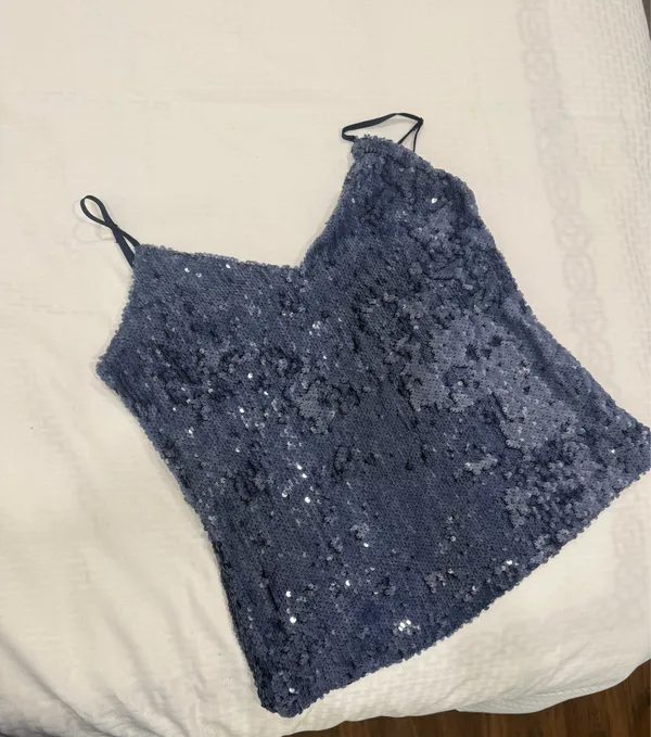DKNY navy blue shinny top xs - Image 3