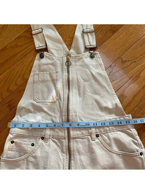 Free people We The Free Sunkissed Off White Denim Short Overalls Romper Size 4 - Image 8