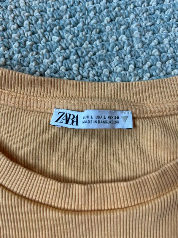 ZARA orange ribbed ruffle sleeve top - Image 3
