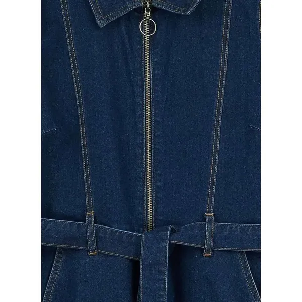 Womens Joanie Clothing MacDougal Indigo Denim Jean LS Jumpsuit Boilersuit Sz 14 - Image 4