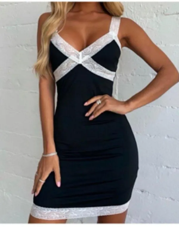 Tiger Mist Bodycon Lingerie Coquette Slip Dress Lace Size Medium - Image 7
