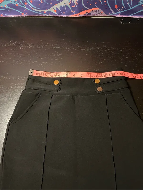 Harper Black Pencil Skirt with Gold Buttons - Image 4