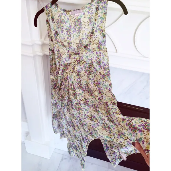 Neiman Marcus Romeo & Juliet Top Tunic Tank Floral Green Ruffle Medium - Image 3