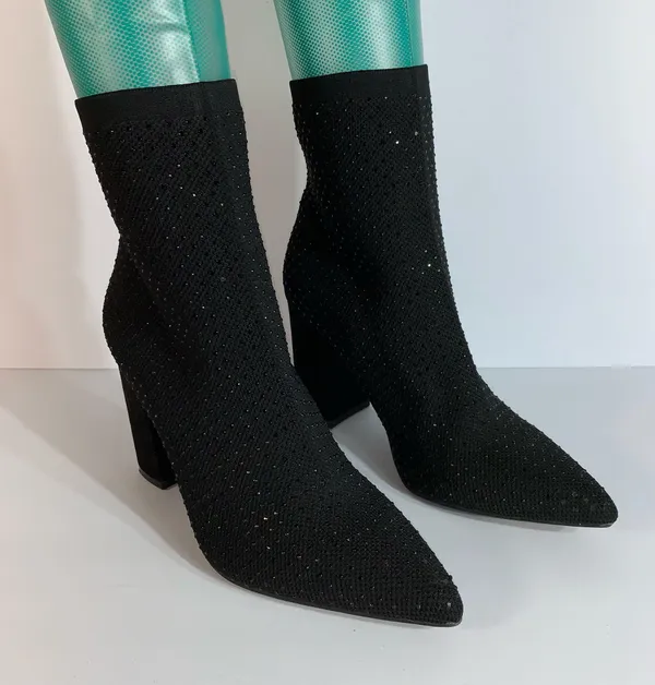 Altar'd State Sylvana black knit rhinestone booties size 8.5M - Image 7