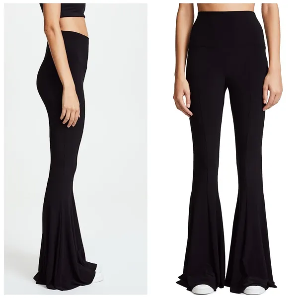 Norma Kamali Fishtail Pant Black M Flare Bellbottoms Stretch Free People - Image 7