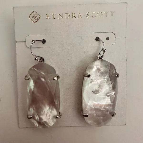 Kendra Scott Esme Ivory Mother of Pearl Dangly Earrings Silver Frame NEW - Image 3