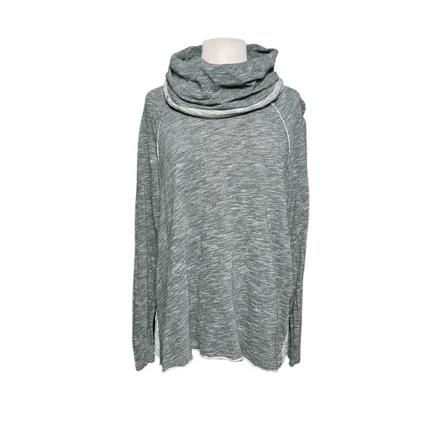 FREE PEOPLE BEACH Women’s Boho Cocoon Heather Gray Cowl Neck Knit Top - Image 4