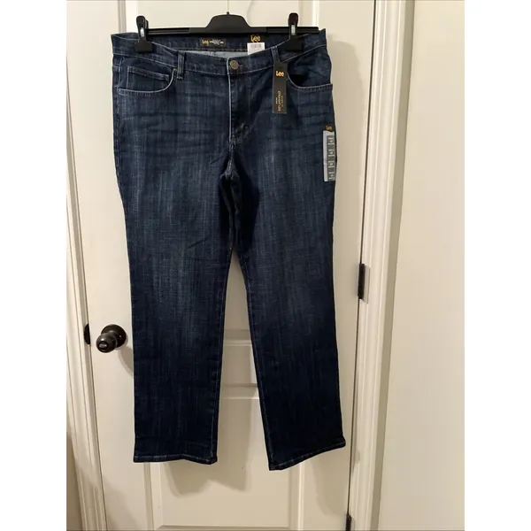 Lee Relaxed Fit Straight Leg Mid Rise Denim Pants Women's Size 16 Medium Blue - Image 7