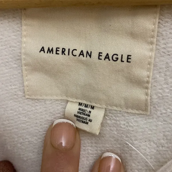 American Eagle Outfitters women’s New! Ivory cropped hoodie/sweatshirt size M - Image 3