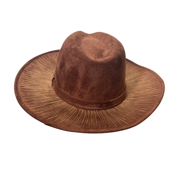 Bonitos Hand Painted Evil Eye Brown Faux Suede Western Cowboy Hat Large Mexico - Image 3