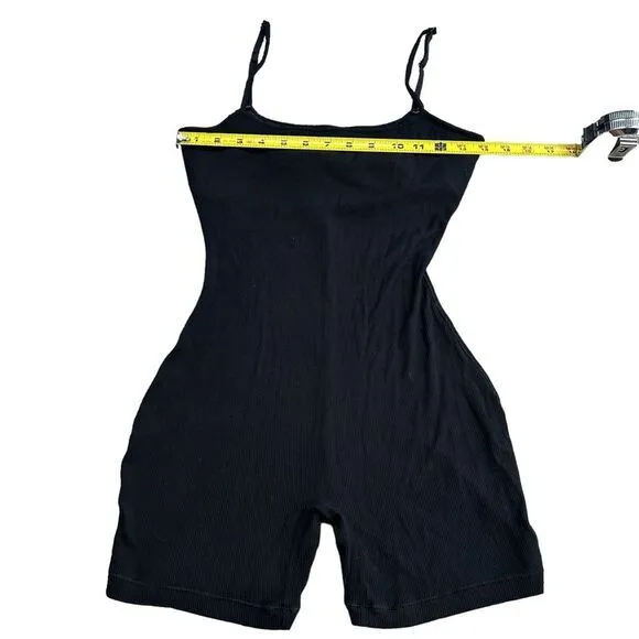 Skims Women's M Soft Lounge‎ Scoop Romper Black Ribbed Loungewear Minimalist - Image 7