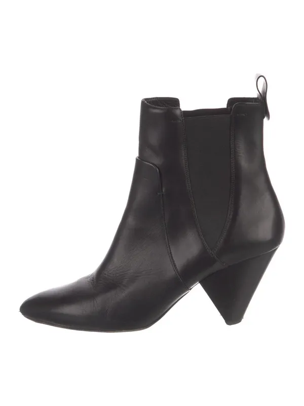 Veronica Beard Lada ConeHeel Black Leather Chelsea Booties Size 36.5 US 6.5 - Image 2