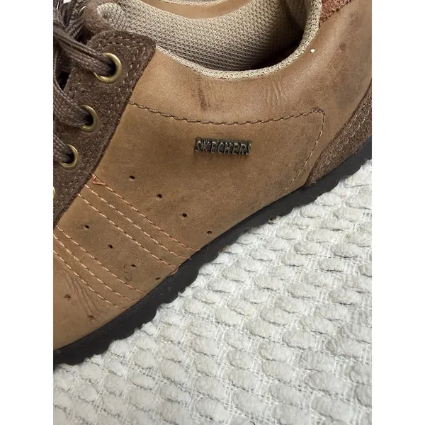 Skechers Signalize Womens 7 Brown‎ Tan Leather And Suede Sneakers Shoes Retro - Image 2