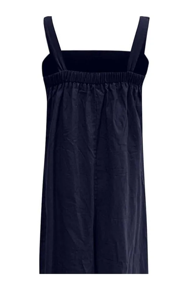 NEW Oversized Cotton Sleeveless Cotton Jumpsuit Adjustable Straps M Navy Blue - Image 6