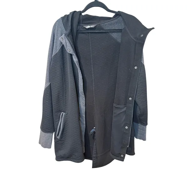 The North Face Recover Up Quilted Jacket Black Grey Longline Zip Up Womens XL - Image 4