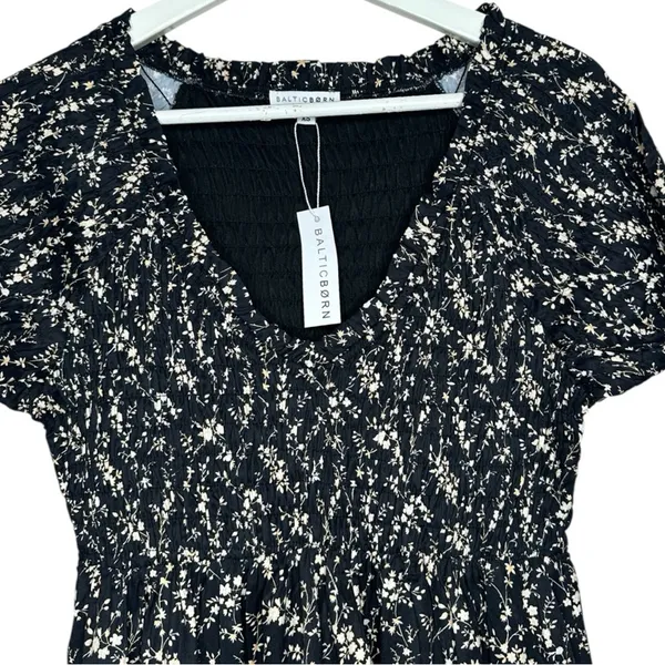Baltic Born Lotta Black Floral Smocked Dress XS - Image 7