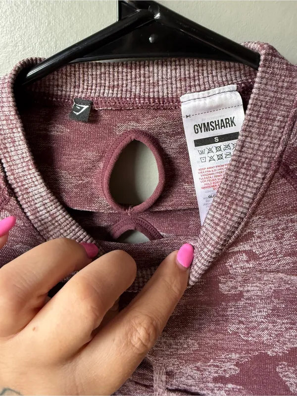 Gymshark Camo Seamless Long Sleeve Crop Top Pink Mauve Women’s - Image 4