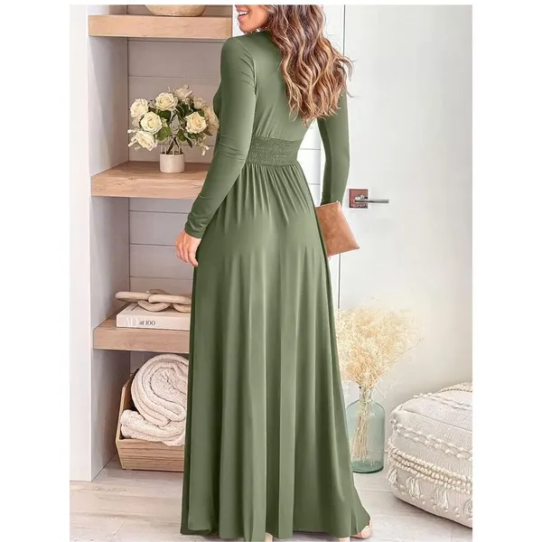 NEW Deep V Neck High Waist Slit Evening Maxi Dress XL - Image 4