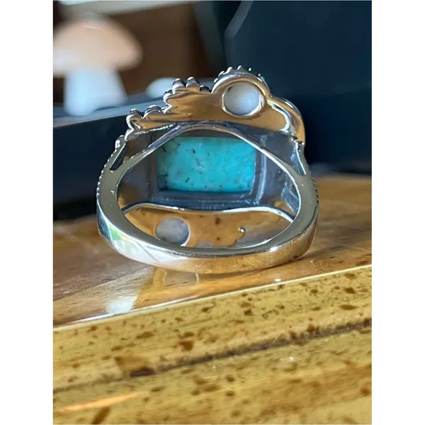 Blue Moon Turquoise White Buffalo Ring Size 8 - Image 4