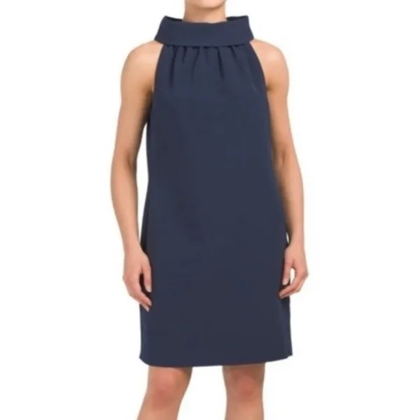 Sail to M Sable navy blue shift mini dress high funnel neck Sleeveless Short - Image 6