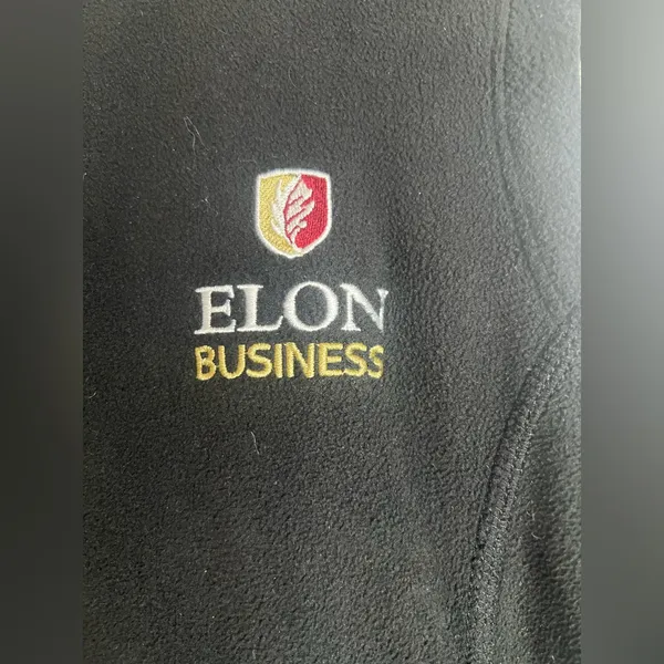 Port Authority black fleece vest Elon University Business logo size M‎ women’s - Image 2