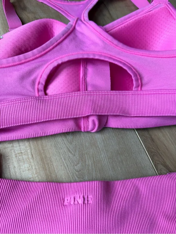 VSX Victoria’s Secret Ribbed Sports Bra & Leggings Set Medium Pink - Image 6