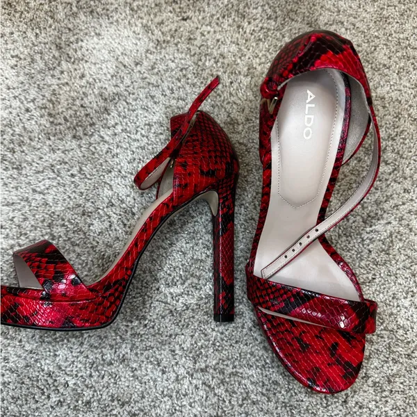 ALDO Red Snakeskin Stiletto Heels | New Without Box | Size 8.5 - Image 7