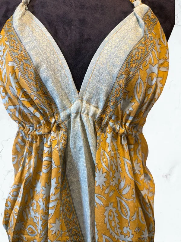 OCEAN BLUE APPAREL Halter Maxi Dress Boho Bohemian Paisley Shimmer Open Back - Image 5